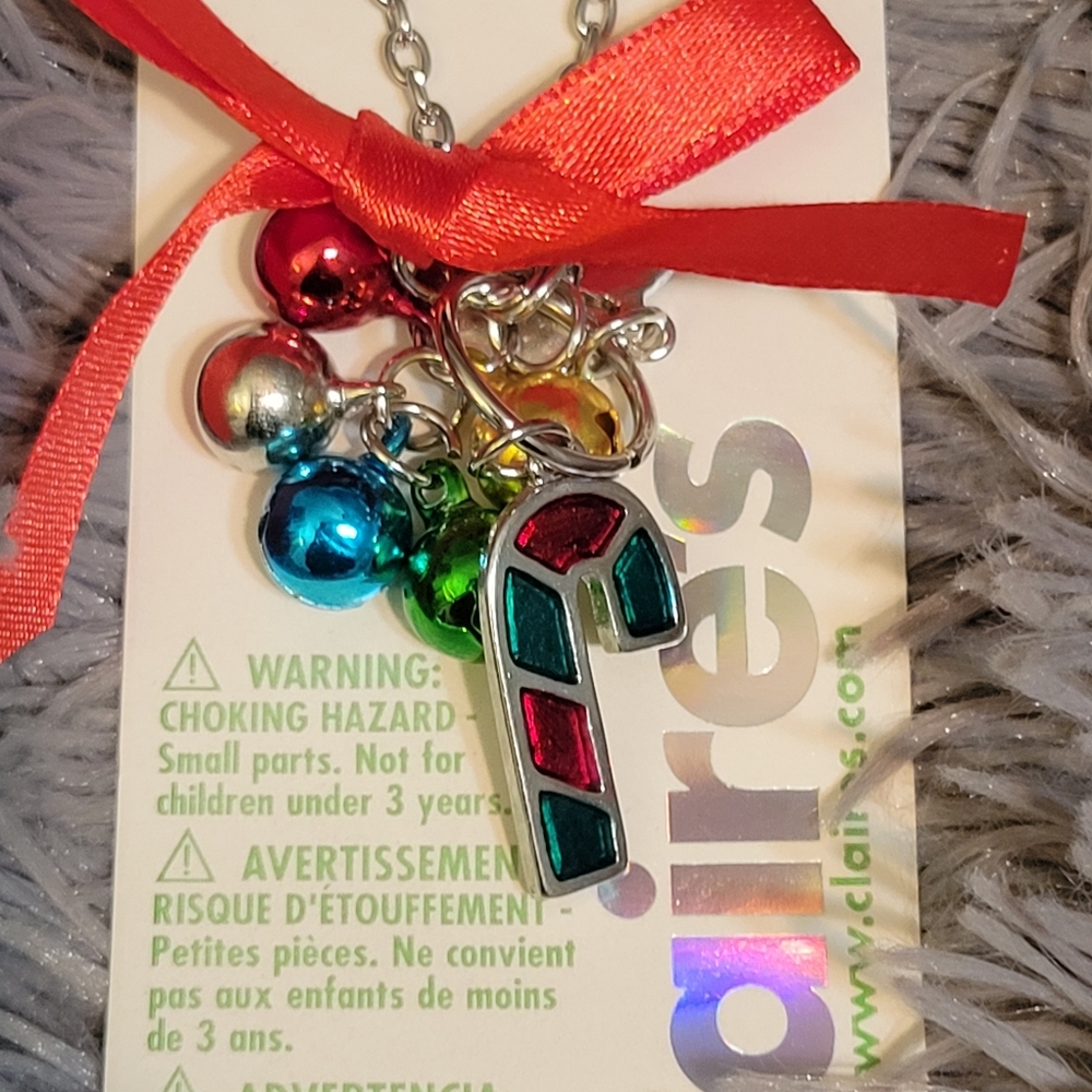 Claire's Christmas Silvertone Necklace